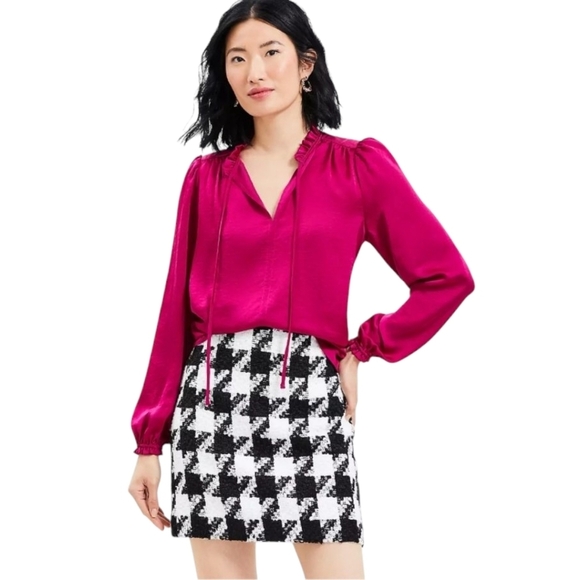 LOFT Black and White Textured Geometric Print Skirt Size 4 - Picture 1 of 4